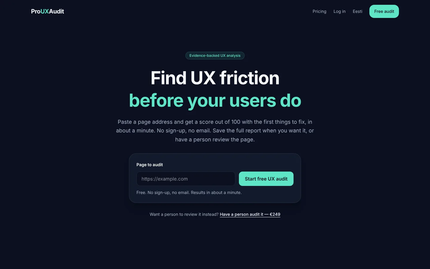 ProUXAudit — find UX friction before your users do — Screenshot